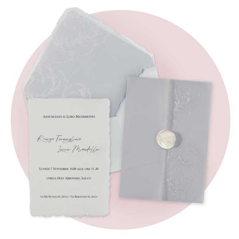 Immagine prodotto: Partecipazione di nozze carta a mano set invito matrimonio cod. FFP A 0002